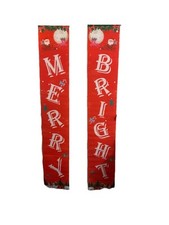 Holiday Christmas Merry  bright Banner Hanging Decor Wall Door Banners