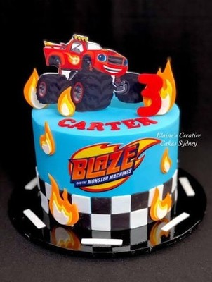 Blaze  Monstertruck Auto Essbar Tortenaufleger Torte Geburstag Zuckermasse +NAME