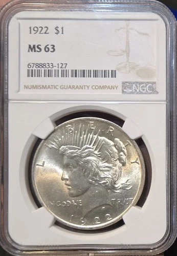 💥💥 1922 Peace Silver Dollar NGC MS63