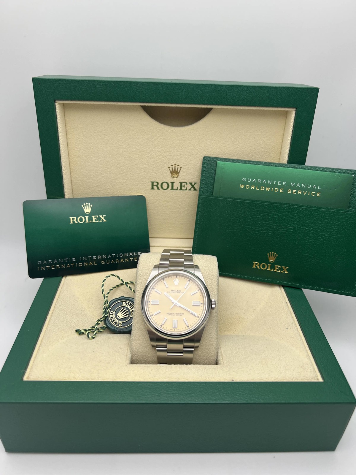 Rolex Oyster Perpetual 41mm 124300 Custom Beige Dial + Original