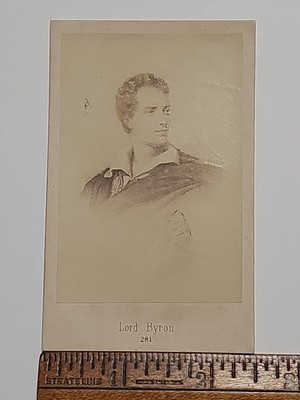 Antique CDV Line Drawing Engraving Famous People Lord Byron #281 English Poet
