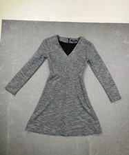 Madewell Dress Women Sz 00 Bridgewalk V-Neck Long Sleeve Black Gray Long Sleeve