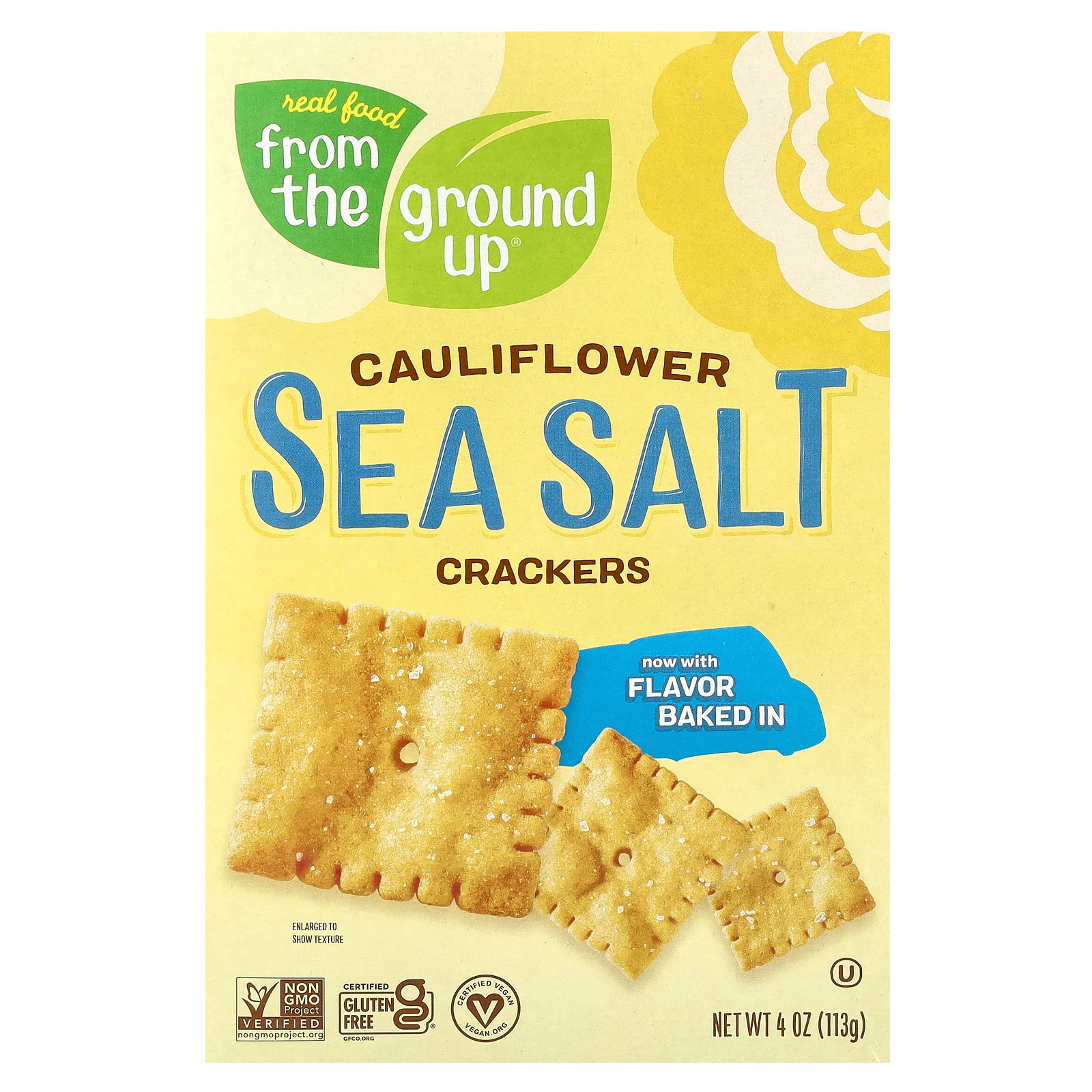 Крекеры из цветной капусты, морская соль, 4 унции (113 г)