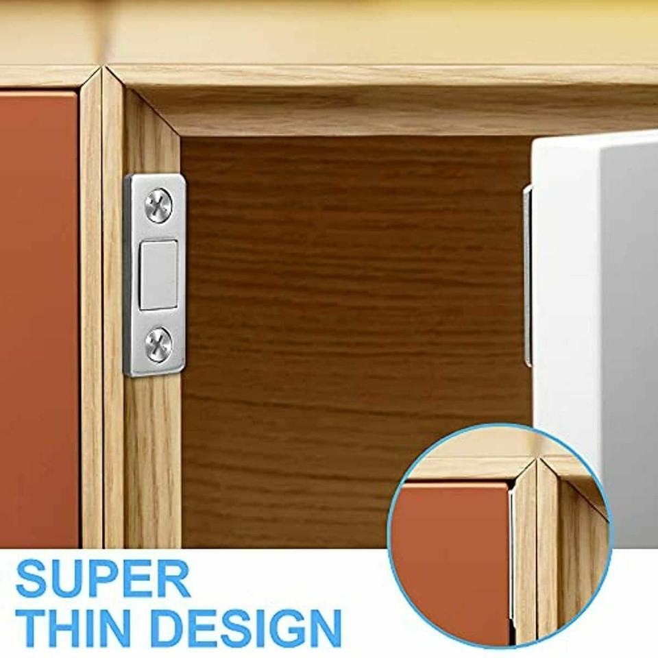 PETiB Premium Magnetic Cabinet Latch – Strong 304 Stainless Steel Catch For Thin Doors, Drawers & Wardrobes (Silver)