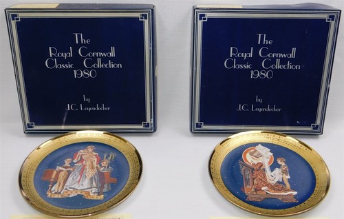 Royal Cornwall Christmas Plates J C Leyendecker St Agnes' Eve & At Locksley Hall - 第 1/8 張圖片