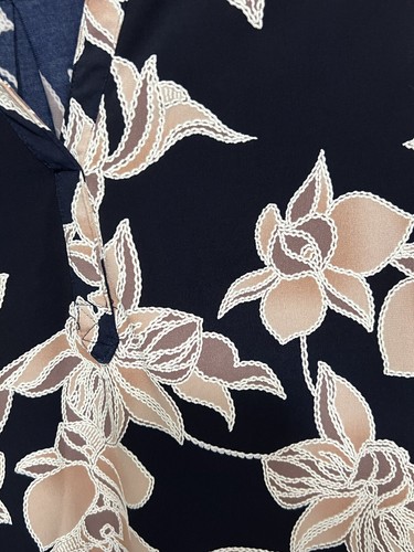 PAPERMOON NAVY BLUE TAN PINK BLOUSE 2X PLUS SLEEVELESS STITCHFIX CAREER WEAR - Picture 2 of 5