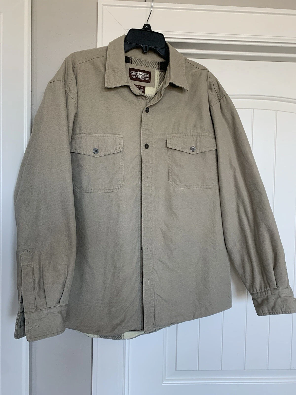 Levi Strauss Men’s Outdoor Wear Shirt Soft 100% Cotton Outer & Fleece Inner Sz L