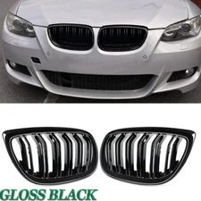 For BMW 3 Series E92 E93 2006-10 2X Front Kidney Hood Grille Grill Glossy Black
