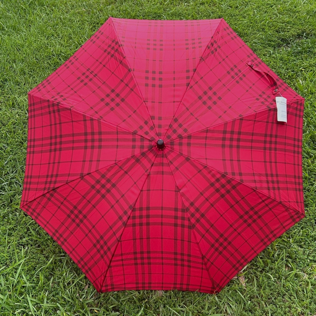 NWT Burberry Fragrance Red & Black Plaid Full Size Umbrella w