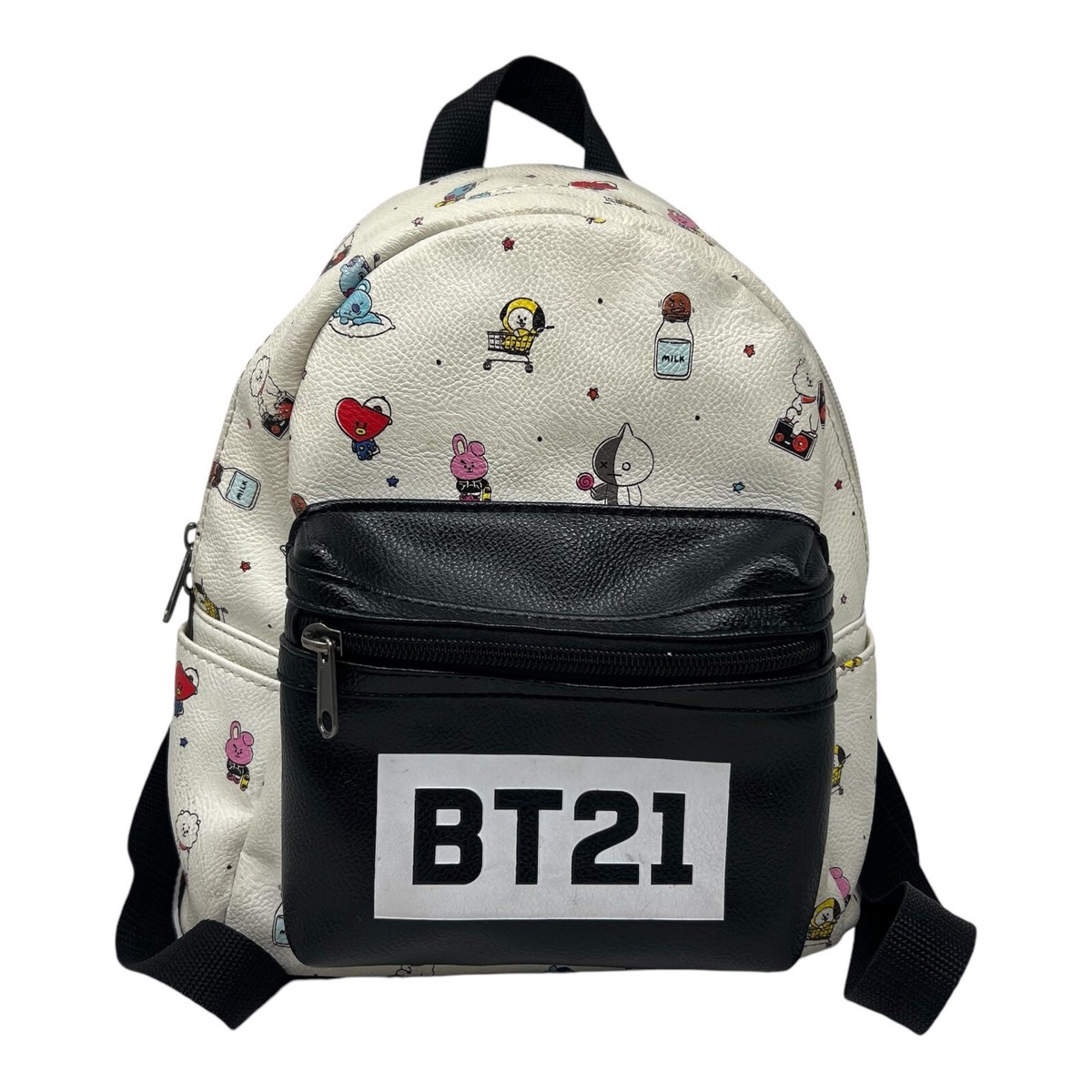BTS BT21 Mini Faux Leather All Over Character Print Backpack