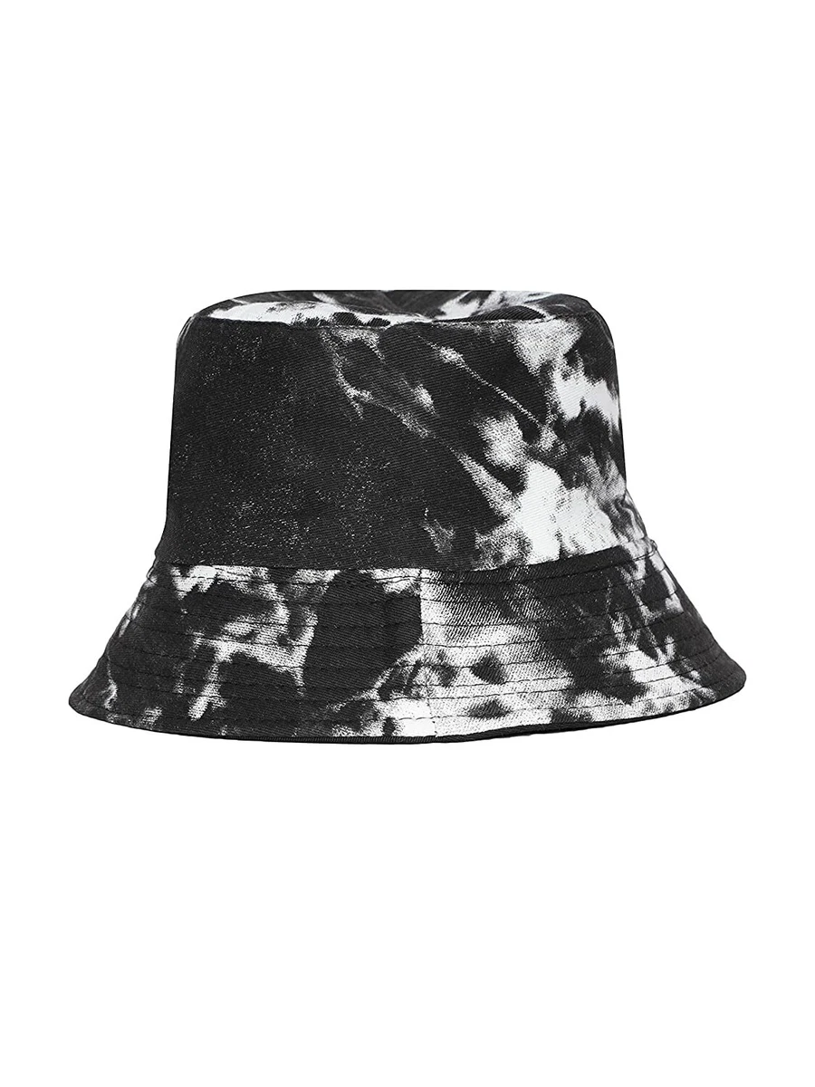 Fancy Cotton Reversible Tie-Dye Bucket Hat Black & White For