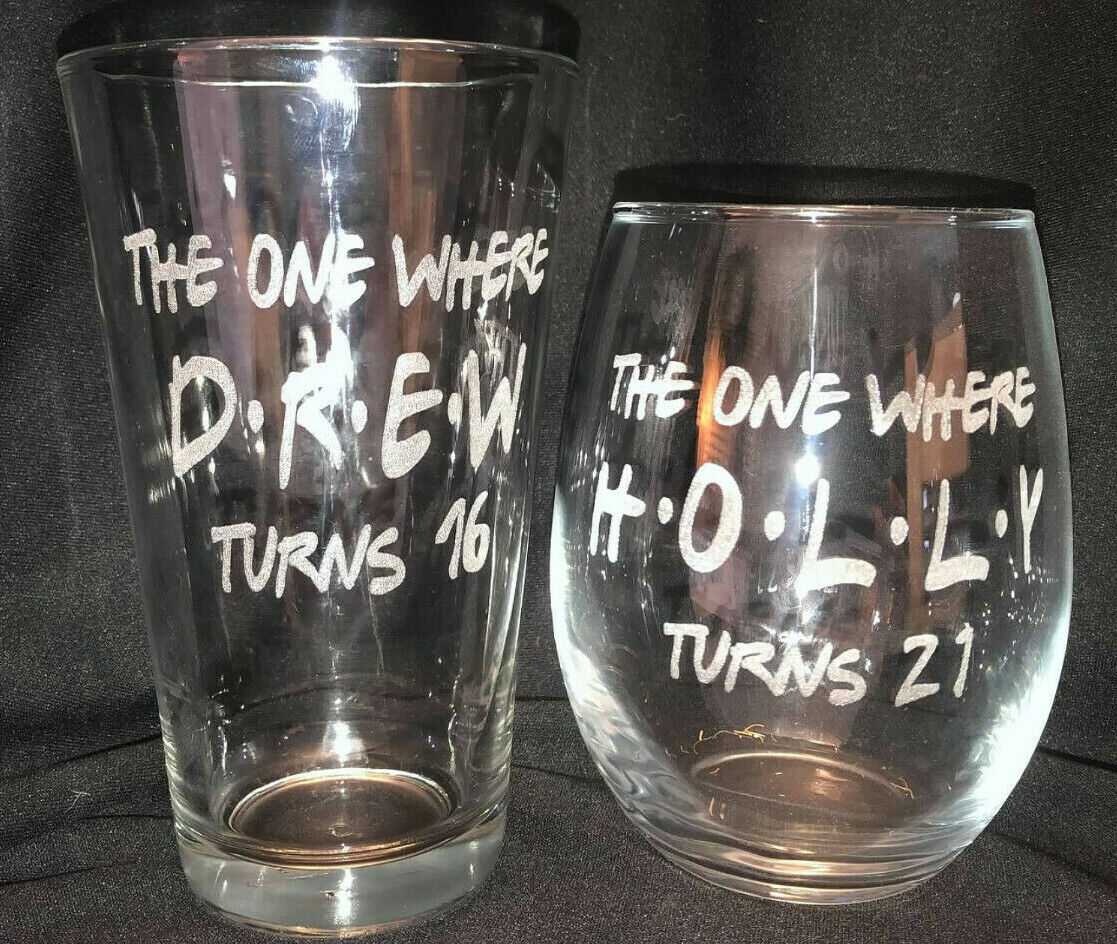 THE ONE WHERE TURNS 21 30 40 Wine Glass Engraved Funny Gift Friends Birthday | eBay THE ONE WHERE TURNS 21 30 40 Wine Glass Engraved Funny Gift Friends Birthday | eBay