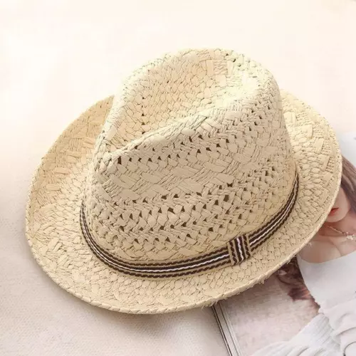 Nuevo Sombrero de Paja de Verano Playa Hombres Sol Panamá Jazz Fedora para Hombres y Mujeres Moda - Imagen 2 de 8