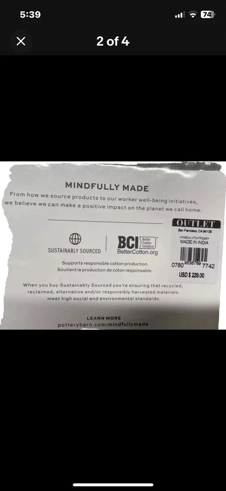 Pottery Barn Hudson Velvet Duvet Cover Full/Queen Gray Heathered NWT $229 Luxury - Image 4 of 4