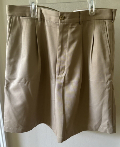 PGA Tour Tan Color Poliester plisowane spodenki golfowe Rozmiar 36 Talia / 9 cali Inseam - NOWE - Zdjęcie 4 z 9