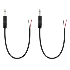 Fancasee 2-Pack 3.5Mm 1/8" to Speaker Wire TS Mono Male Plug to Bare Wire Pigtai