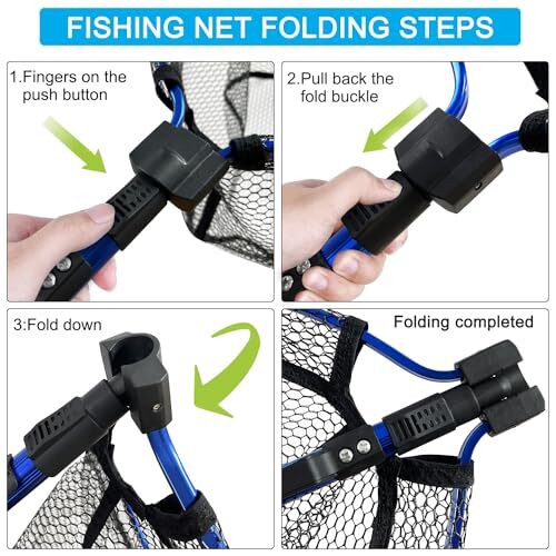 Folding Rubber Fishing Net, Kayak Fishing Net for Saltwater or