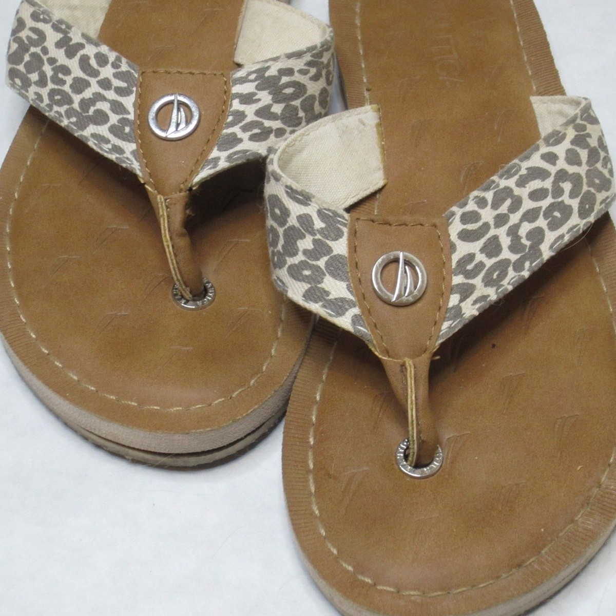 Nautica leopard print flip flop thong flat sandal-size