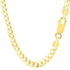 10k Yellow Real Gold Comfort Curb Chain Necklace, 5.7mm, 24"