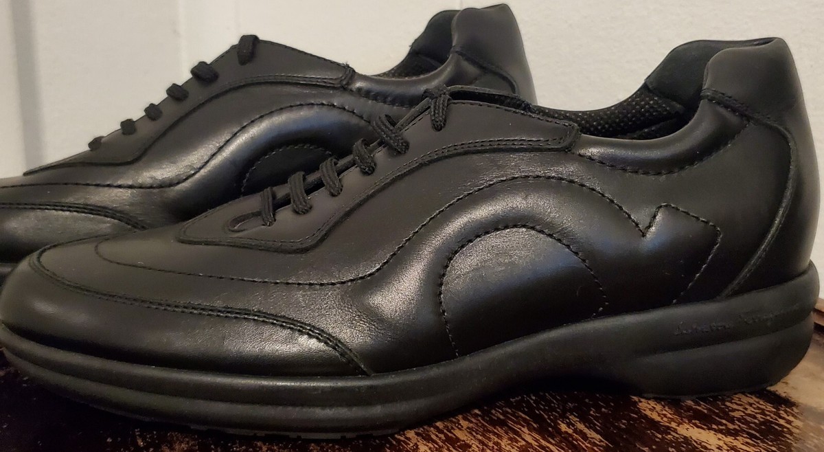 スニーカー SALVATORE FERRAGAMO WOMEN'S SNEAKERS BLACK LEATHER Salvatore Ferragamo Black Gancini Leather Women's Sneakers