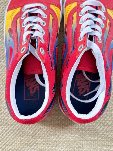 Nuevo sin etiquetas Vans Entrenadores Tenis Old Skool Corredor Rojo Zapatos de Skate Fuego Reino Unido Talla 5 - Imagen 6 de 9