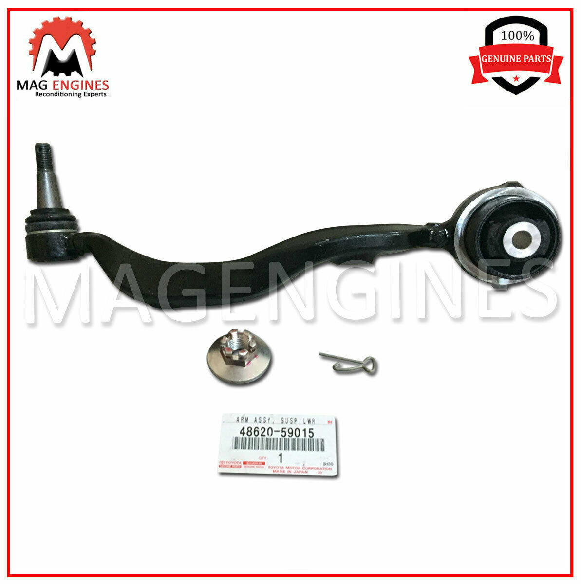 48620-59015 GENUINE OEM FRONT LOWER ARM ASSY, RH PASSENGER SIDE