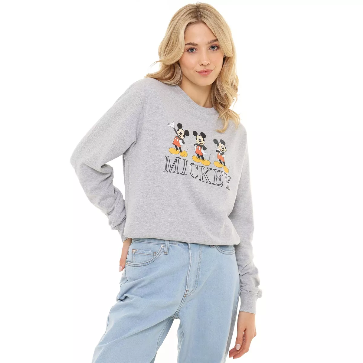 Disney Womens Sweatshirt Mickey Mouse 90s Retro Jumper Top S-XL Official