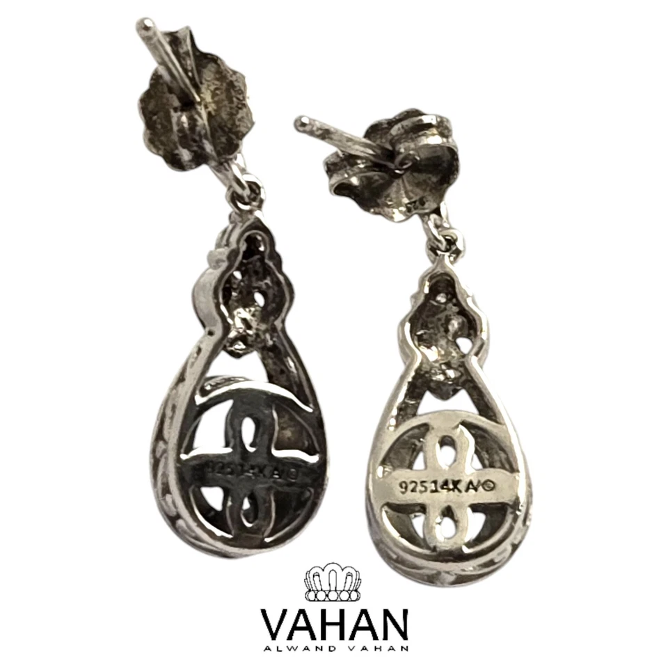 Pendientes Alwand Vahan corazón oro 14k plata esterlina aguamarina Foto 2 de 4