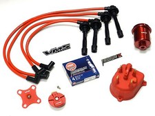 Distributor Cap Rotor Spark Plug Wire Fuel Filter 94-01 Acura Integra B18 Red C