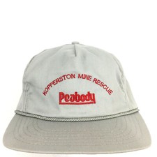 Vtg Peabody Kopperston Mine Rescue Cap Script Logo Made USA Trucker Baseball Hat