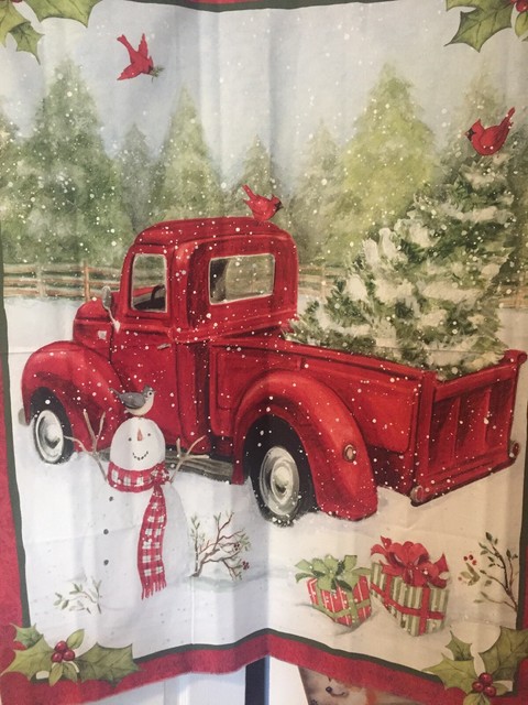 NEW Christmas Fun RED TRUCK Fabric Panel Susan Winget | eBay