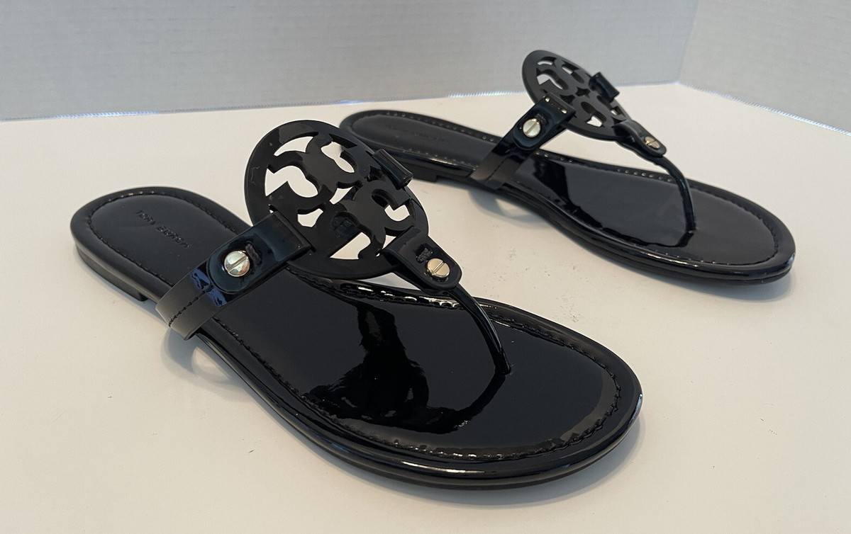 サンダル・ミュール TORY BURCH Patent synthetic leather Buckle Slide BLACK Amazon.com | Tory Burch Women's Buckle Slides, Perfect Black