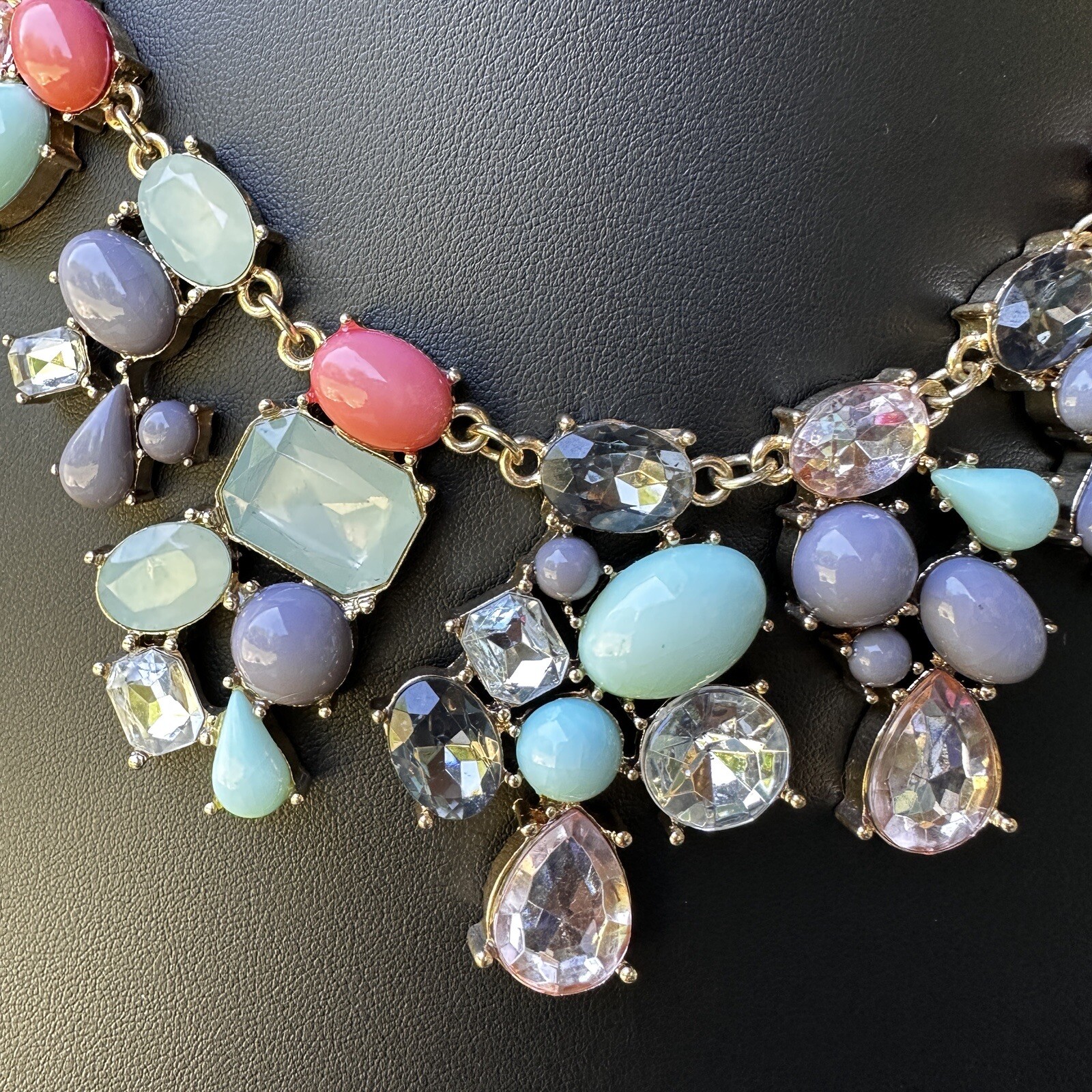 Bib Statement Necklace Multicolor Rhinestone Cabo… - image 6