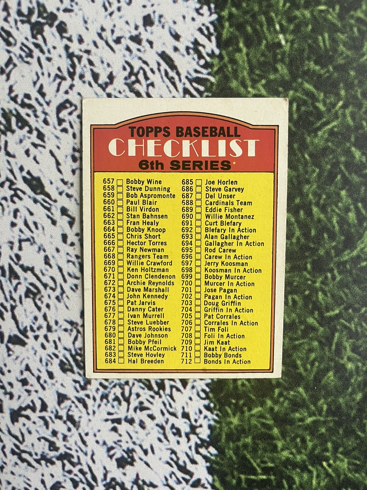 1972 Topps Baseball 6th Series Checklist Unmarked #604 EX Condition Low ...