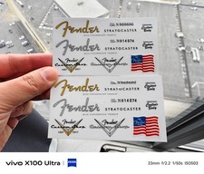 2Sets FENDER Custom Shop V STRATOCASTER Guitar Vinyl UV Headstock Decals Sticker