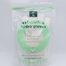 New Exfoliating Hydro Gloves 1 Pair Body Sponge Scrub Lined Organic Cotton Loofa