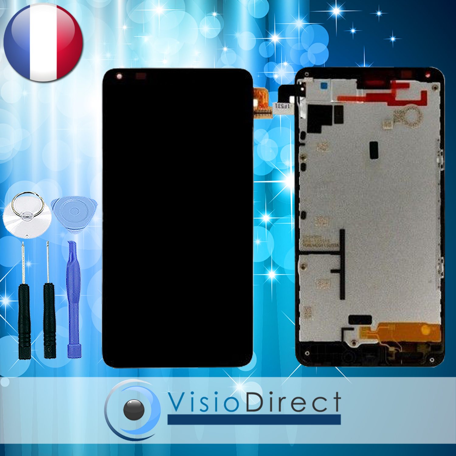 Ecran LCD avec vitre tactile noire sur chassis pour smartphone Nokia Lumia 640