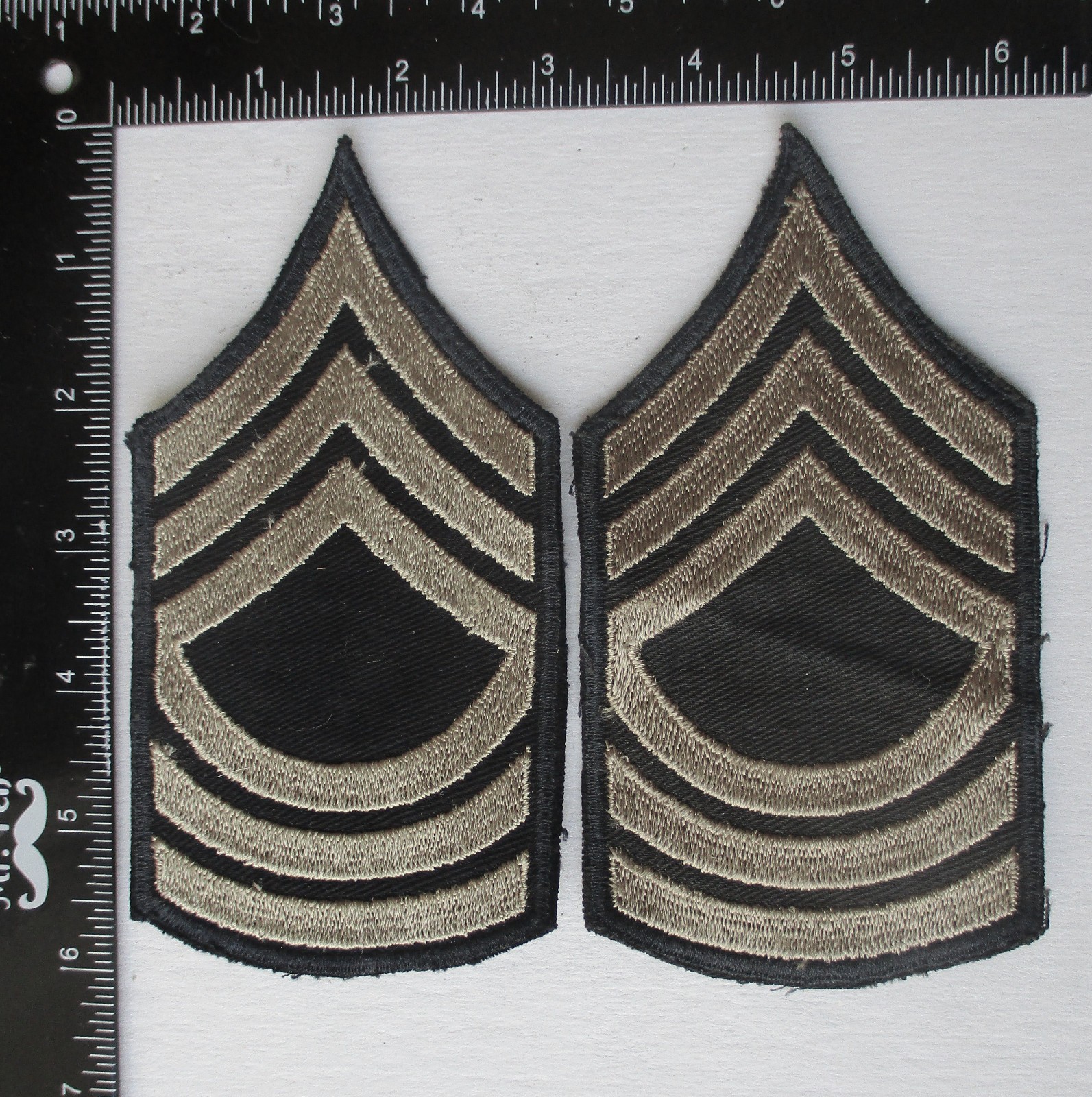 Pair WW2 Vintage US ARMY MASTER SARGEANT RANK STRIPES PATCHES No Glow