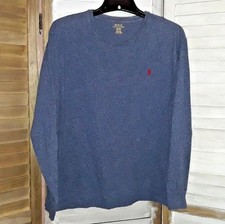 Polo Ralph Lauren Men's Shirt Size Small Red Pony Long Sleeve Heathered Blue