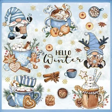 Mfault 145 PCS Hello Winter Gnome Window Clings 9 Sheets, Hot 