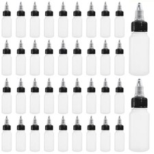 40 Pack 1oz Dispensing Bottles, Boston Round HDPE Plastic Bottle with Twist