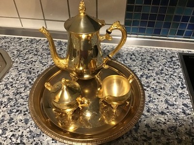 Vintage Hong Kong vergoldet Teeservice , Kaffeeset m. Tablett