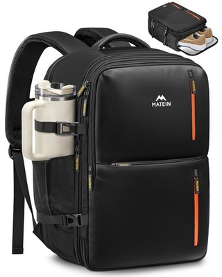 MATEIN Personal Item Travel Backpack 18x14x8 with Shoe Large, Black 