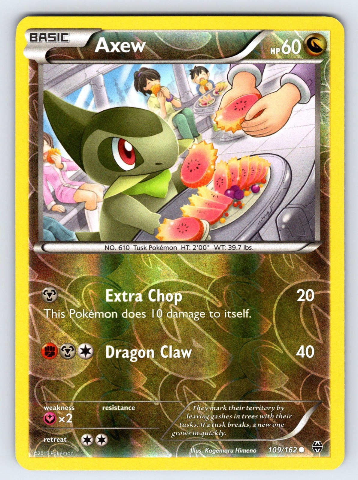 Axew 109/162 2015 XY Breakthrough Pokemon Card TCG Reverse Holo - Nm/Vlp