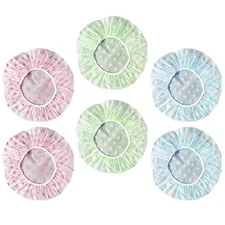 6 Pieces Waterproof EVA Plastic Shower Cap,Elastic Reusable Bathing Hair Cap
