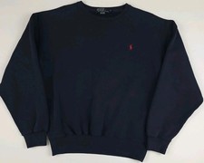 Vintage Polo Ralph Lauren Navy Pony Logo Sweatshirt RL Sport 90s Usa S Vtg Worn