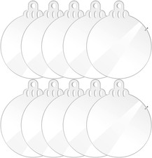10 Pieces Acrylic Christmas Ornament Blanks with Hole, 3 Inch Flat Clear Ornamen
