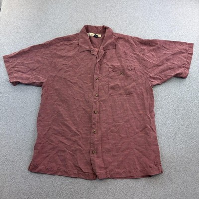 Tommy Bahama Shirt Mens Medium Red Silk Short Sleeve Button Up Casual Adult