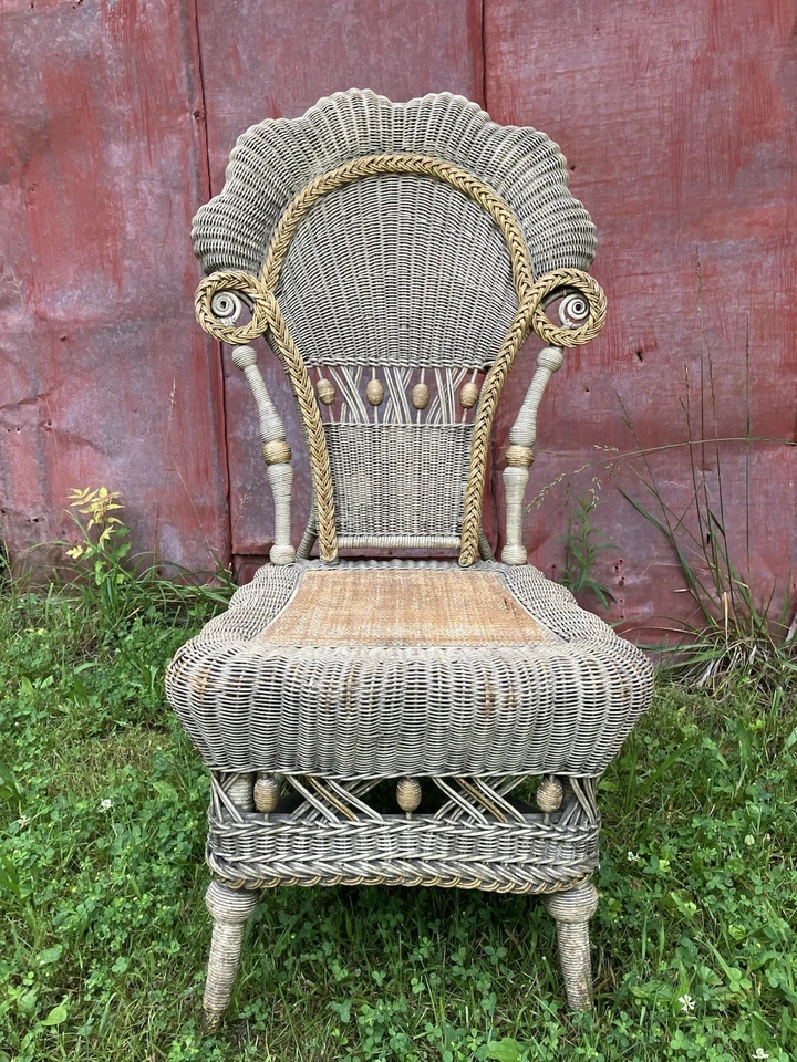 RARO MIMBRE HEYWOOD WAKEFIELD BROTHERS TODO ORIGINAL DORADO Y CREMA ratán Foto 2 de 4