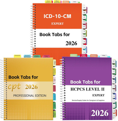 Index Tabs for CPT, AAPC Version ICD-10-CM & HCPCS Level II 2026, 3 Set Bundle,